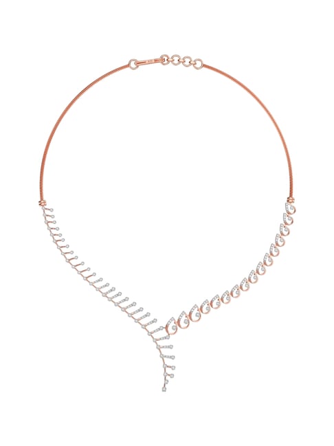 Joyalukkas 18k (750) Purity Rose Gold Radiant Dew Arrangement Diamond Necklace