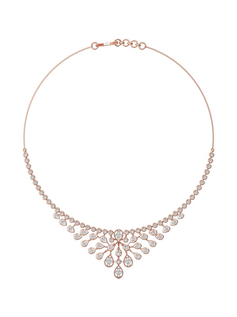 Joyalukkas 18k (750) Purity Rose Gold Dewdrop Blossom Diamond Necklace
