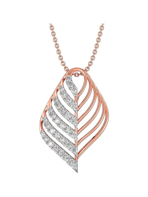 Joyalukkas 18k (750) Purity Rose Gold Elegant Foliage Charm Diamond Pendent