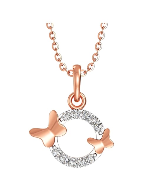 Joyalukkas 18k (750) Purity Rose Gold Dual Flutter Charm Diamond Pendent-picture-16