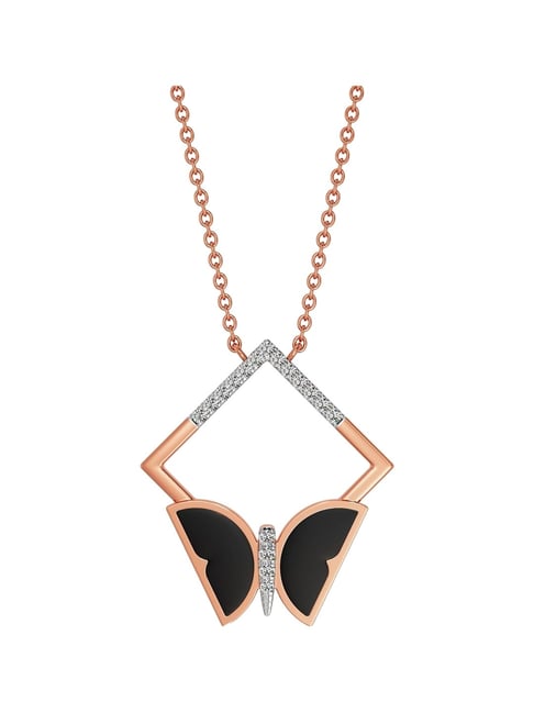 Joyalukkas 18k (750) Purity Rose Gold Black Winged Diamond Pendant