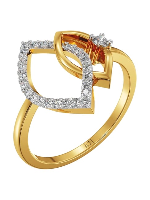 Joyalukkas 18k (750) Purity Yellow Gold Integrated Leaf Diamond Ring