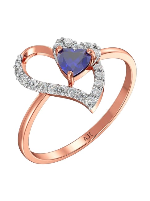 Joyalukkas 18k (750) Purity Rose Gold Radiant Blue Heart Diamond Ring
