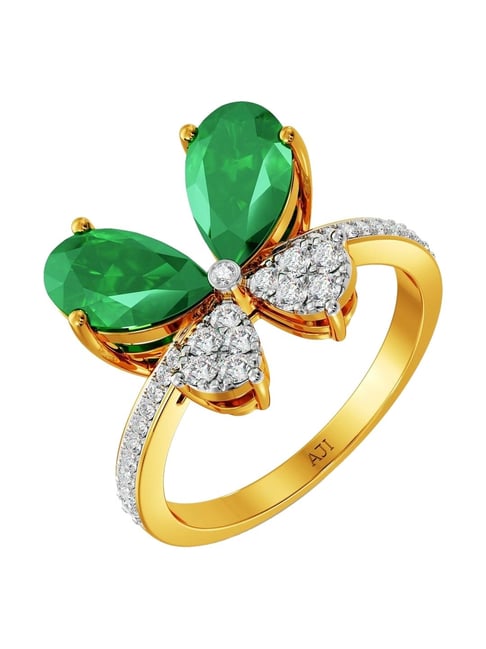 Joyalukkas 18k (750) Purity Yellow Gold Nature¿s Emerald Diamond Ring