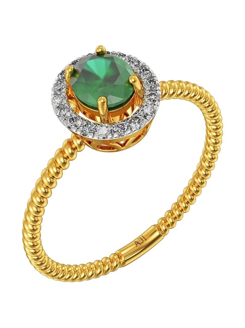 Joyalukkas 18k (750) Purity Yellow Gold Oval Green Radiance Diamond Ring