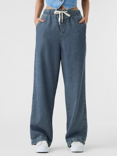 The Souled Store Mid Blue Cotton Straight Fit Jeans-picture-41