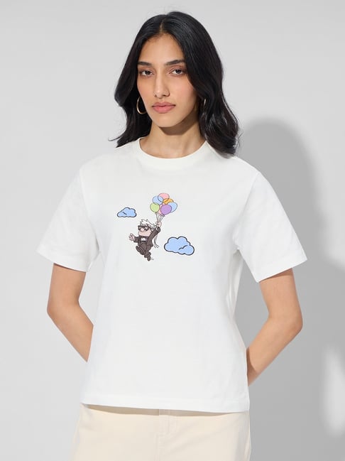 The Souled Store White Cotton Relaxed Fit Printed T-Shirt-picture-18