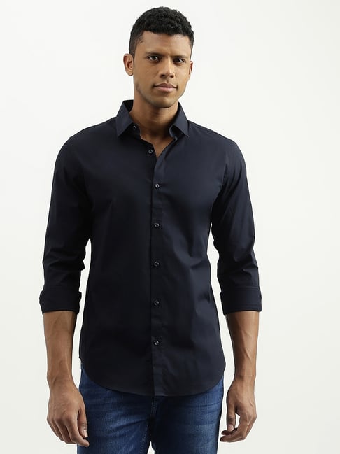 United Colors Of Benetton Navy Slim Fit Shirt-picture-10