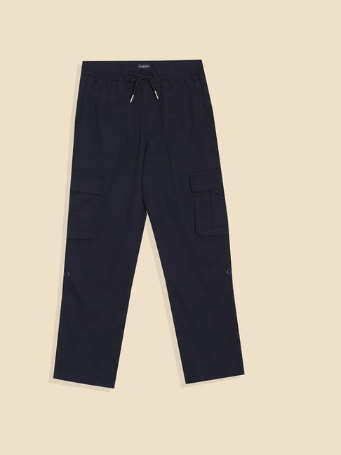 Allen Solly Boys Navy Cotton Solid Trousers-picture-38