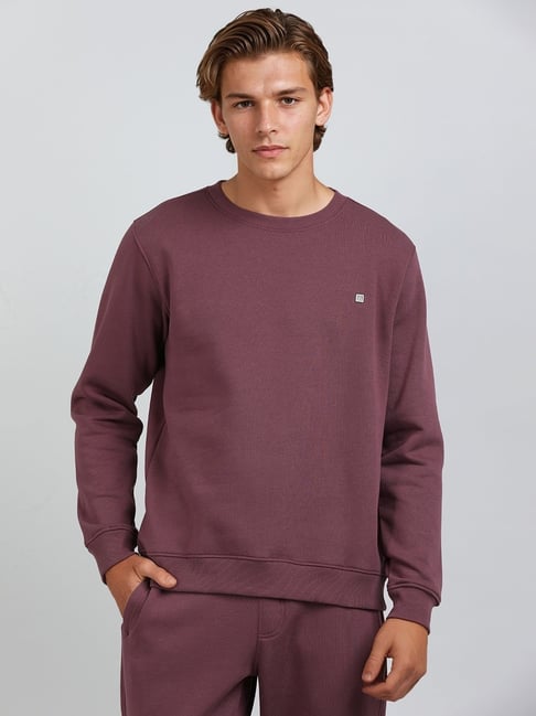 French Connection Wine Blended Solid Long Sleeves Sweatshirts-picture-35