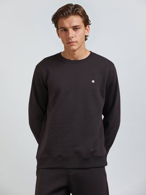 French Connection Brown Blended Solid Long Sleeves Sweatshirts-picture-31