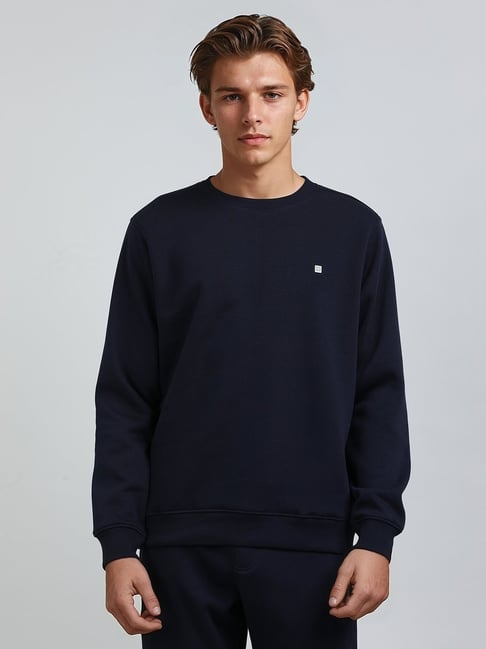 French Connection Navy Blue Blended Solid Long Sleeves Sweatshirts-picture-36