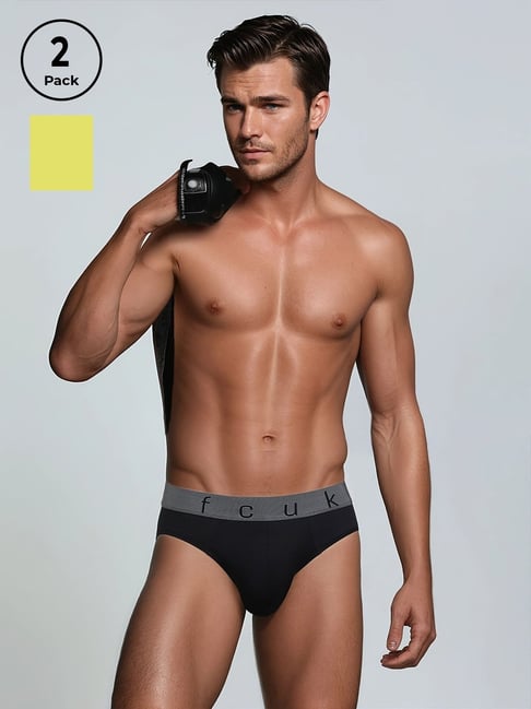 FCUK Multi-Color Polyamide Solid Briefs Pack of 2
