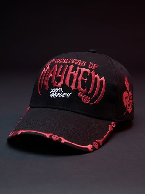 The Souled Store Mayhem Black Embroidered Baseball Cap