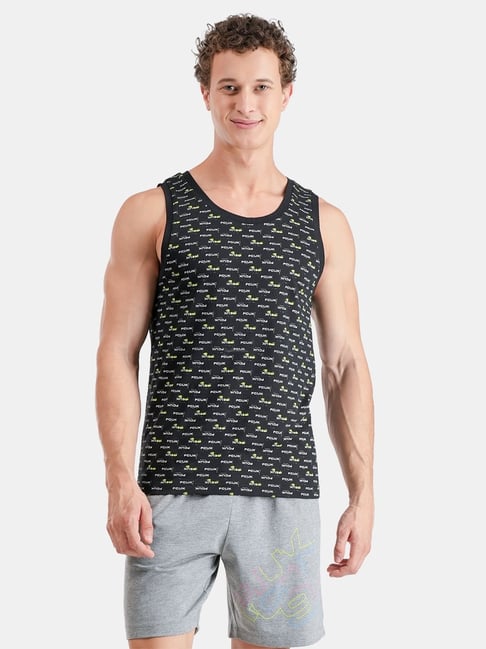FCUK Black Cotton Print Sleeveless Vests-picture-15