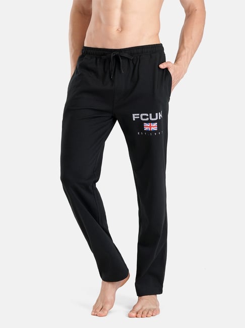 FCUK Black Cotton Blend Logo Lounge Pants-picture-10