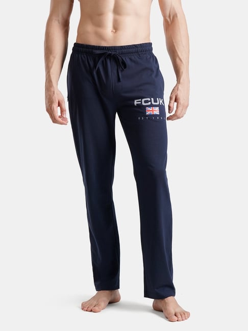 FCUK Navy Blue Cotton Blend Logo Lounge Pants
