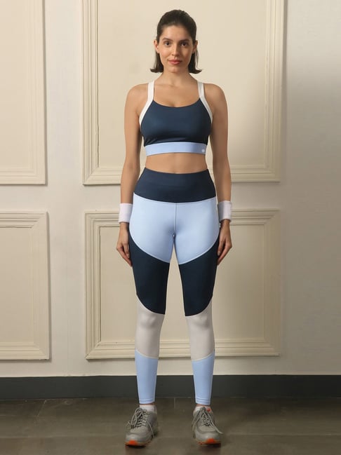 Soie Navy Regular Fit Sport Bra & Tights Set