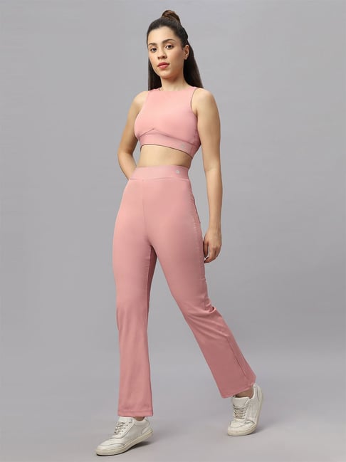 Soie Pink Regular Fit Sport Bra & Tights Set
