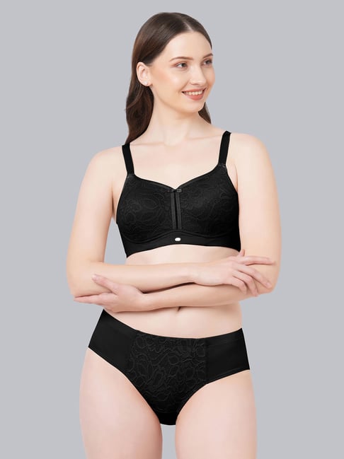 Soie Black Regular Fit Bra & Panty Set-picture-21
