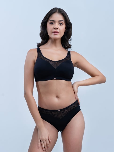 Soie Black Regular Fit Bra & Panty Set-picture-19