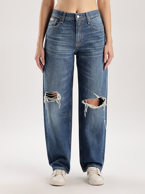 CALVIN KLEIN JEANS Vintage Rvr Des Mid Wash Loose Fit High