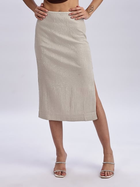 CALVIN KLEIN JEANS Oatmeal Slim Fit Pencil Skirt