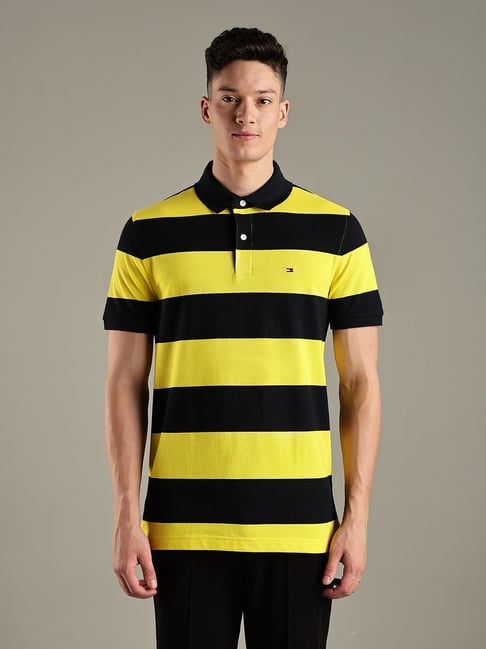 TOMMY HILFIGER Multi Cotton Regular Fit Horizontal Stripes Polo T-Shirt