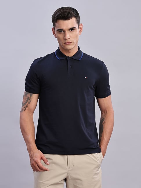 TOMMY HILFIGER Navy Solid Polo T-Shirt
