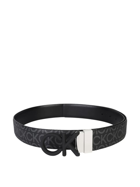 CALVIN KLEIN Black Mono Logo Leather Reversible Belt