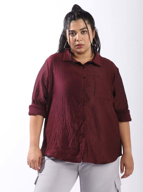 High Star Red Boxy Fit Shirt