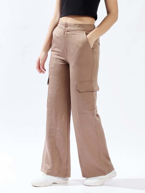 High Star Beige Wide Leg Trousers