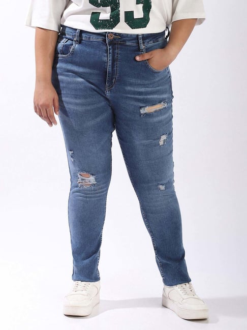 High Star Blue Skinny Distressed Jeans-picture-28
