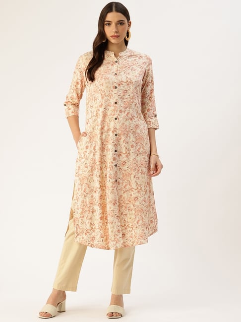 Amukti White Rayon Printed Three-Quarter Sleeves Kurta-picture-21