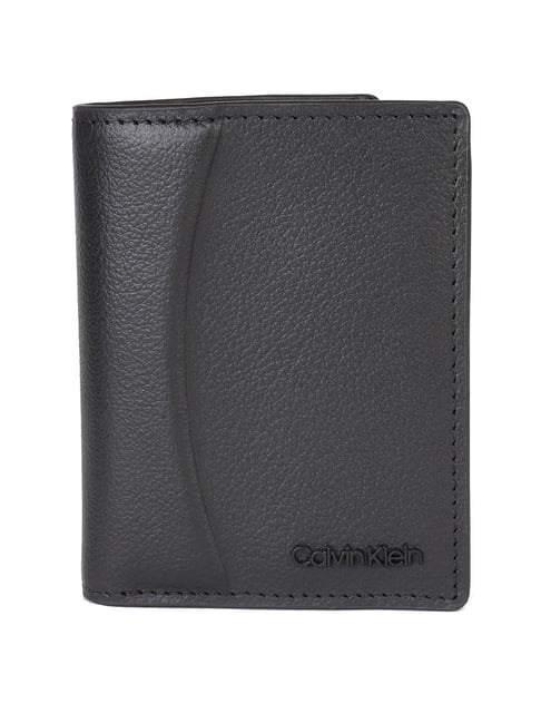 CALVIN KLEIN Black Pebble Leather Bi-Fold Wallet