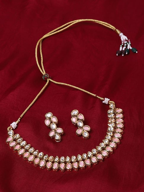 Voylla Kundan Gold Plated Brass Necklace Set