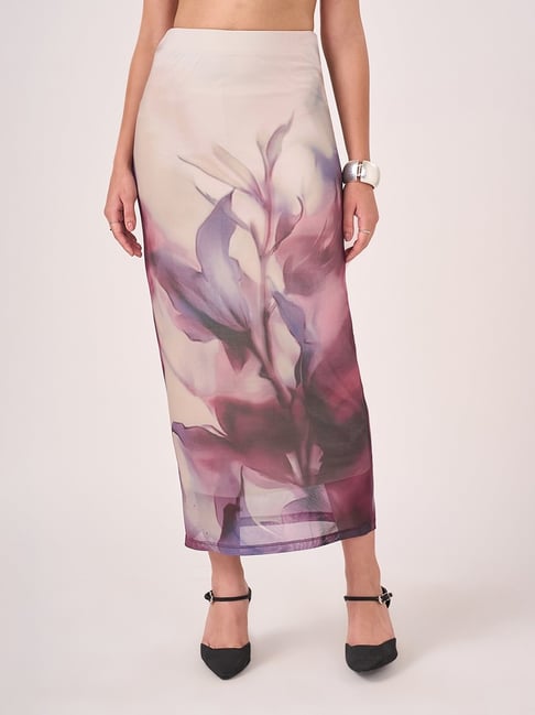 Honey By Pantaloons Purple Slim Fit Printed Skirt-picture-37