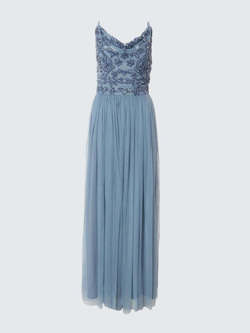 Quiz Blue Regular Fit Embellished Dress