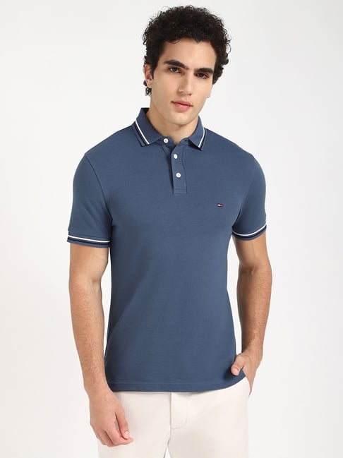 TOMMY HILFIGER Blue Polo T-Shirt For Trendy Men-picture-13