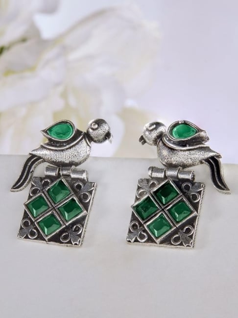 Priyaasi Green Emerald Stone Studded Drop Earring-picture-10