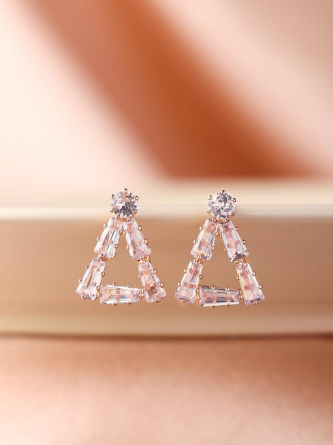 Prita by Priyaasi Rose Gold Plated American Diamond Contemporary Stud Earring-picture-34