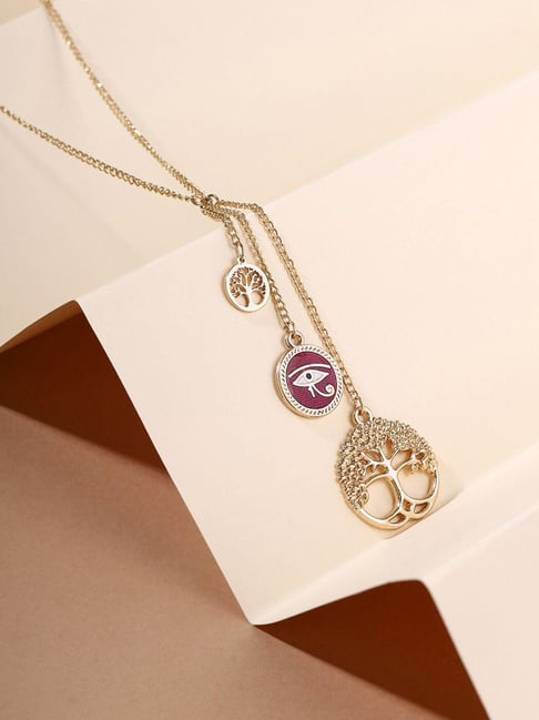 Priyaasi Brass Gold-Plated Evil Eye Layered Minimal Chain-picture-13