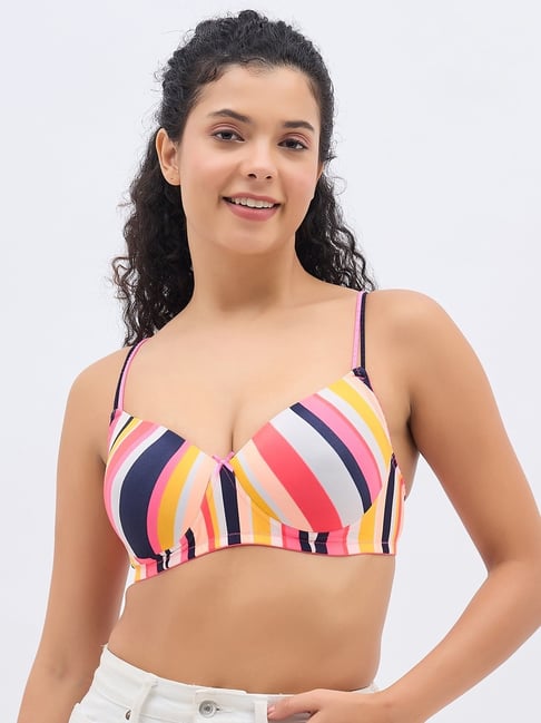 Clovia Multicolor Polyamide Stripe T-Shirt Bra-picture-35