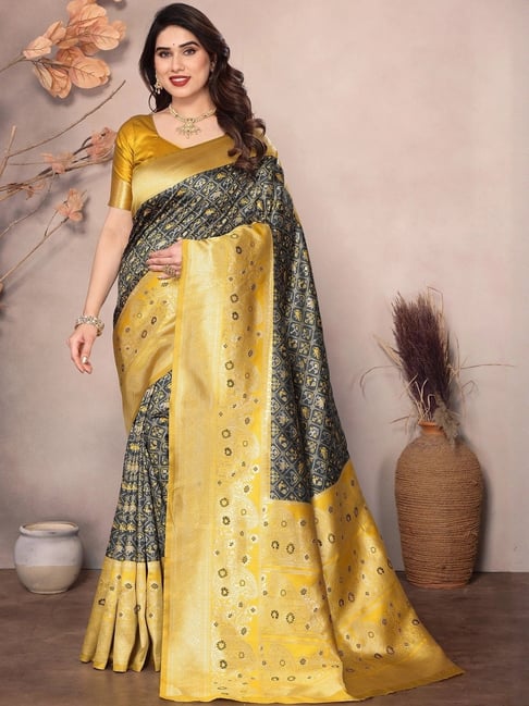 Anjaneya Sarees Black Banarasi Silk Woven Design Saree with Unstitched Blouse-picture-30