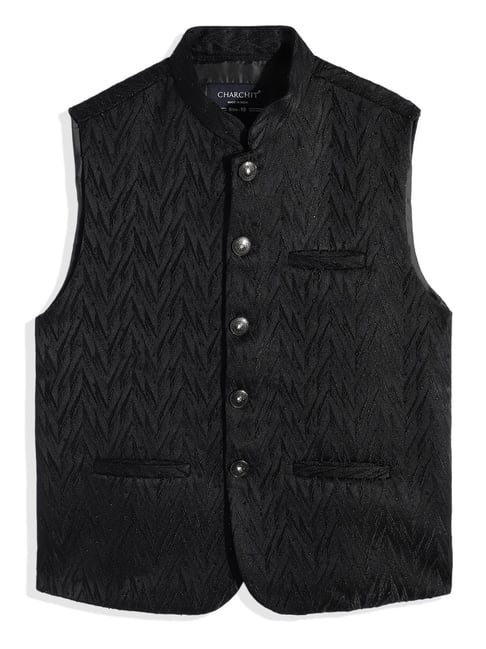 Charchit Boys Black Embellished Nehru Jacket-picture-42