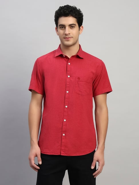 Cantabil Maroon Regular Fit Solid Casual Shirt-picture-37