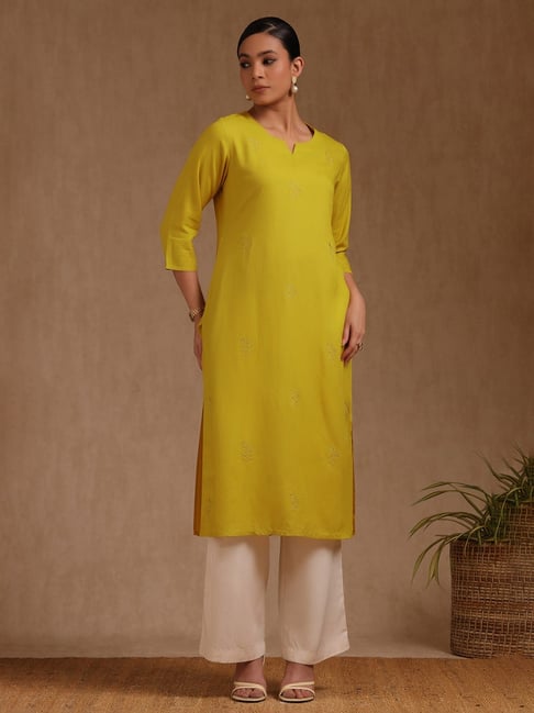 Soch Yellow Viscose Embroidered Kurta-picture-12