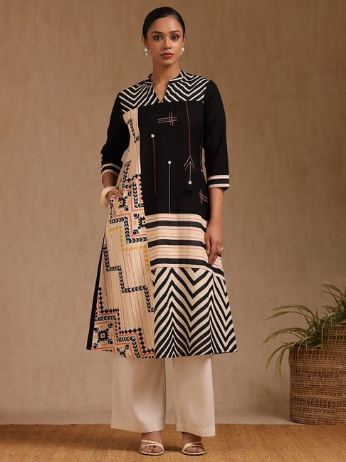 Soch Black Linen Printed Kurta-picture-39