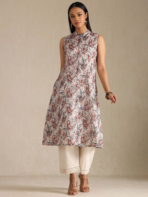 Soch Multi-Color Linen Floral Kurta With Unstitched Sleeves-picture-20