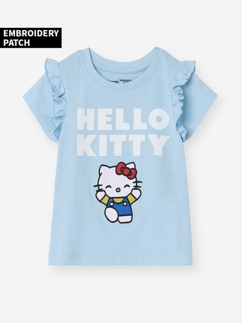 The Souled Store Girls Light Blue Hello Kitty Cotton T-Shirt-picture-24